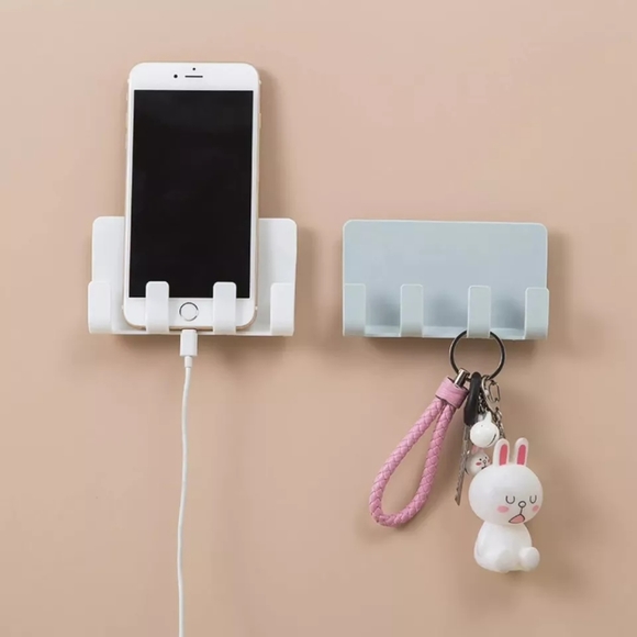 5/$25 brand new phone holder remote shelf w hooks, charger holder 2 colors avail - Picture 5 of 8